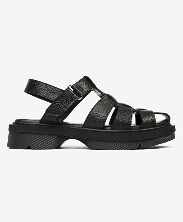 Kadın Siyah Hakiki Deri Sandalet - 1