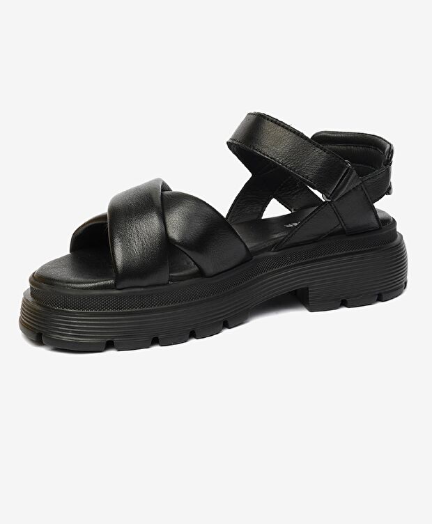 Kadın Siyah Hakiki Deri Sandalet - 3