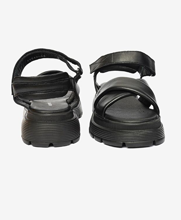 Kadın Siyah Hakiki Deri Sandalet - 7