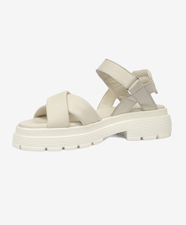 Kadın Bej Hakiki Deri Sandalet - 3