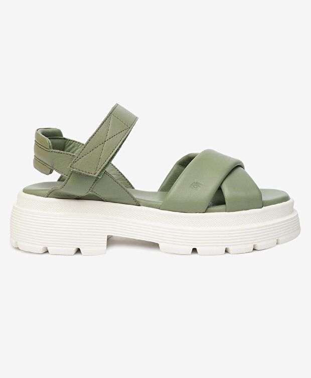 Kadın Su Yeşili Hakiki Deri Comfort Sandalet - 1