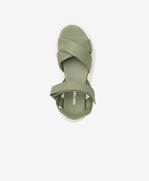 Kadın Su Yeşili Hakiki Deri Comfort Sandalet - 4