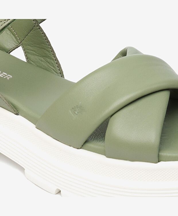 Kadın Su Yeşili Hakiki Deri Comfort Sandalet - 5