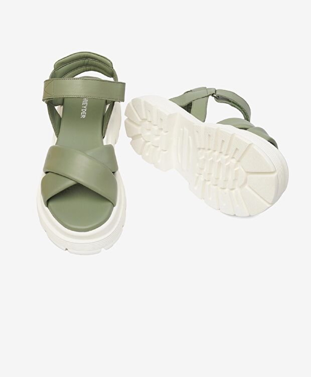 Kadın Su Yeşili Hakiki Deri Comfort Sandalet - 6