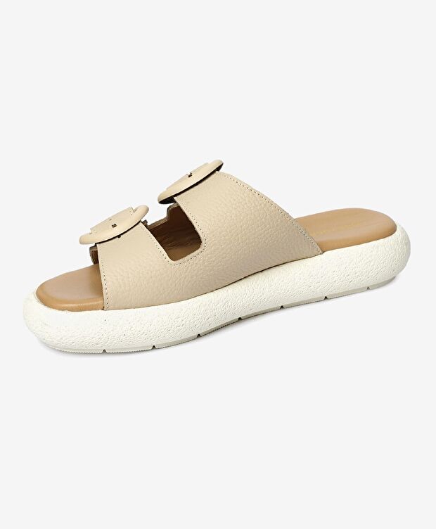 Kadın Bej Hakiki Deri Terlik - 3