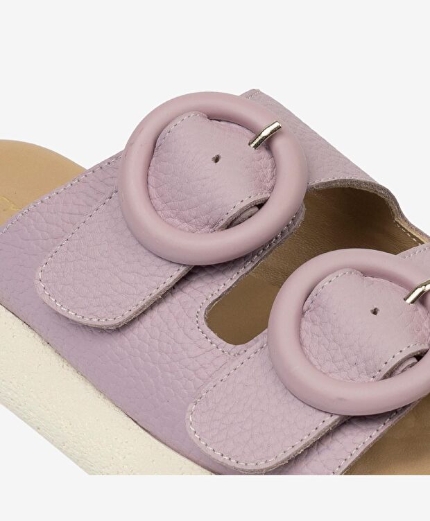 Kadın Lila Hakiki Deri Terlik - 5