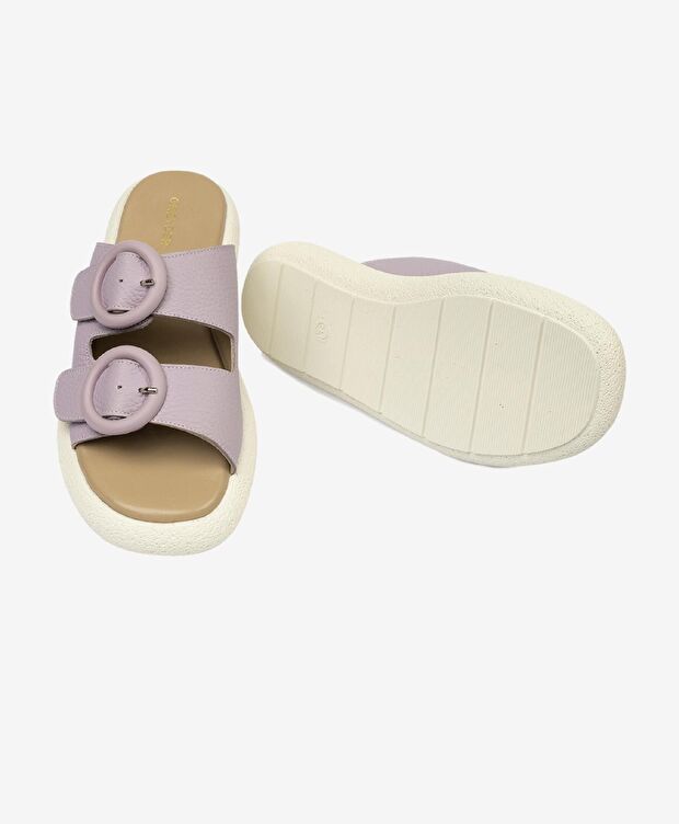 Kadın Lila Hakiki Deri Terlik - 6