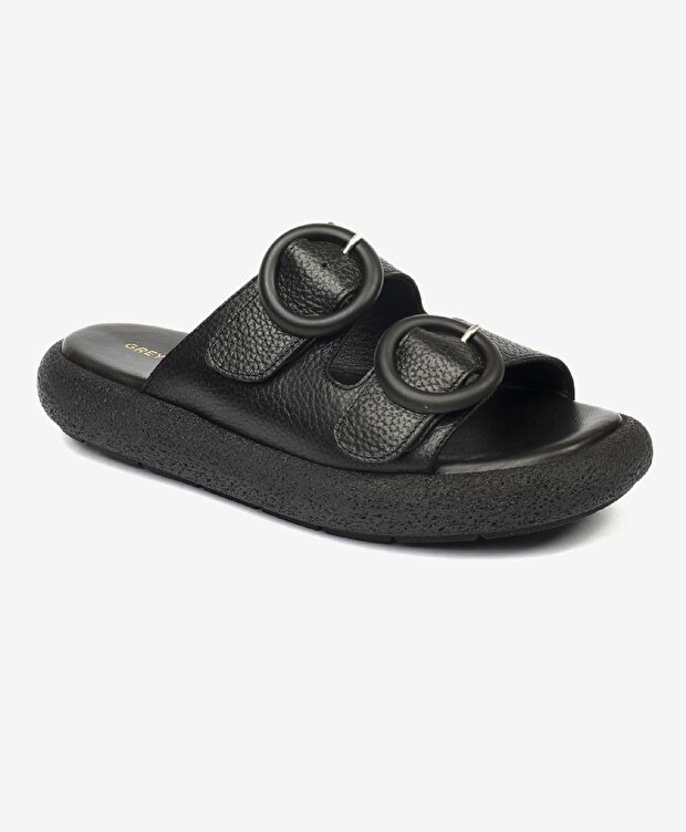 Kadın Siyah Hakiki Deri Terlik - 2