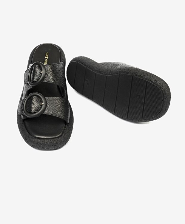 Kadın Siyah Hakiki Deri Terlik - 6