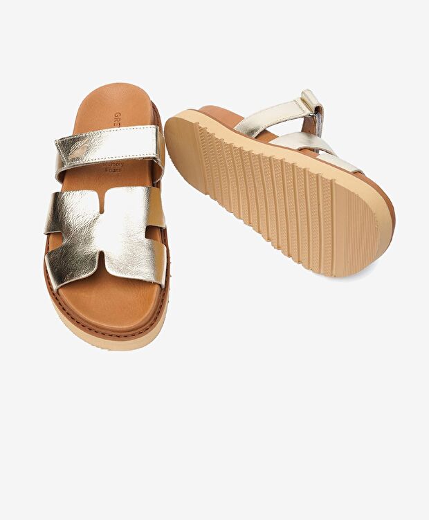 Kadın Altın Hakiki Deri Terlik - 6