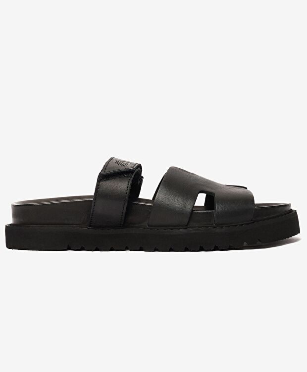 Kadın Siyah Hakiki Deri Terlik - 1