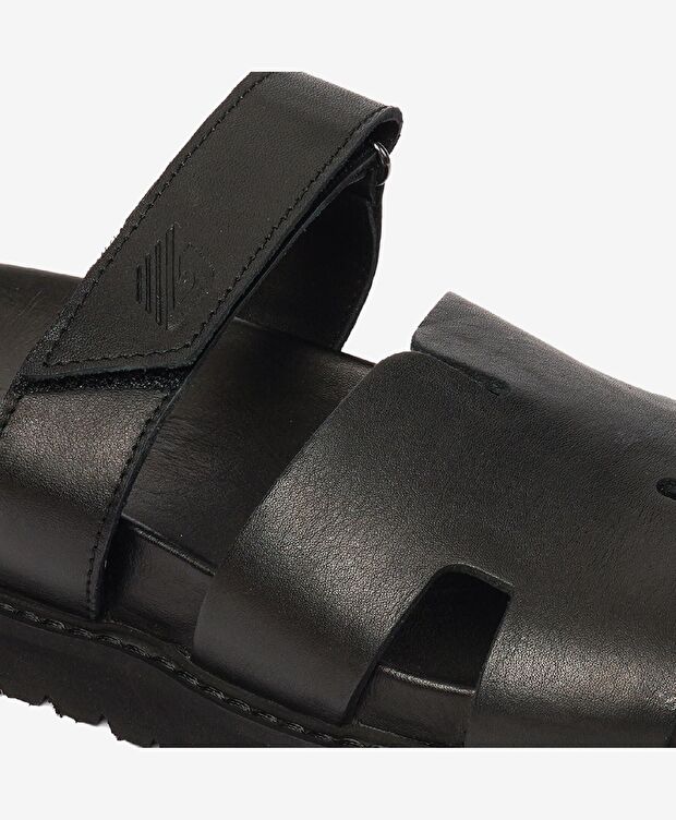 Kadın Siyah Hakiki Deri Terlik - 5