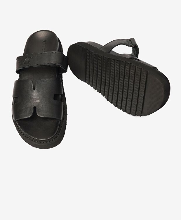 Kadın Siyah Hakiki Deri Terlik - 6