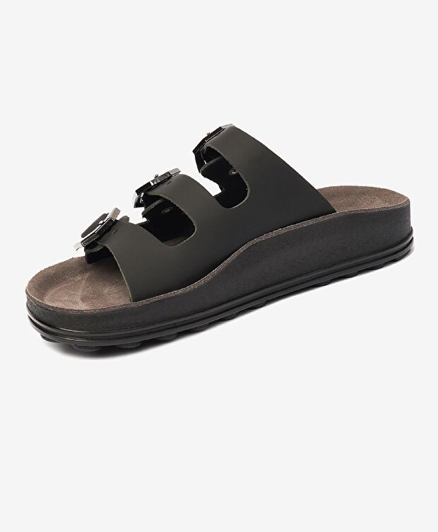 Kadın Siyah Hakiki Deri Terlik - 3