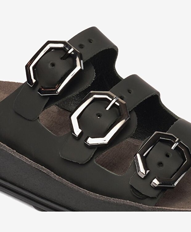 Kadın Siyah Hakiki Deri Terlik - 5