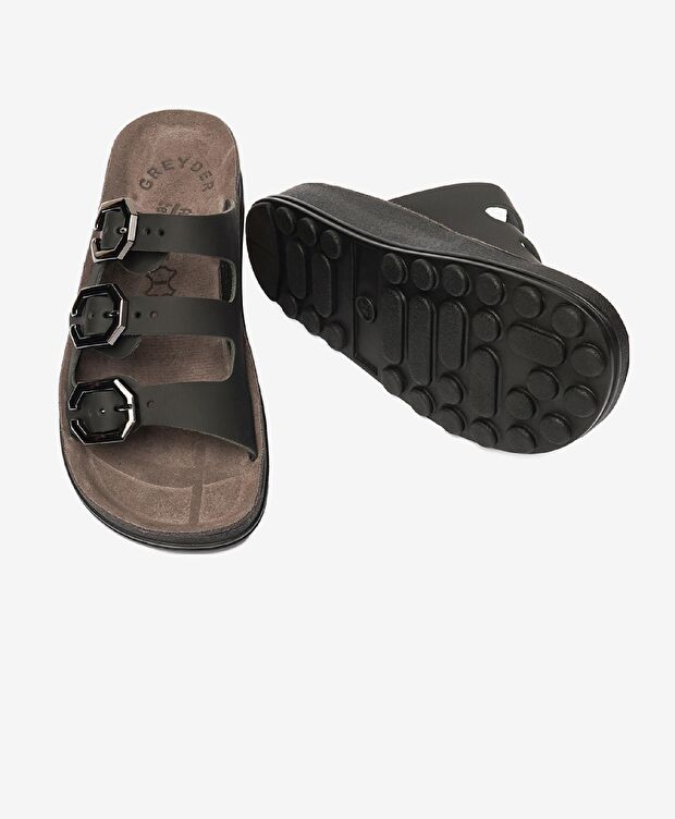 Kadın Siyah Hakiki Deri Terlik - 6