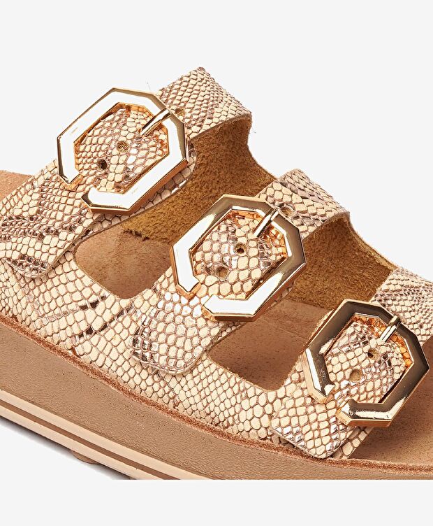 Kadın Pembe Hakiki Deri Terlik - 5