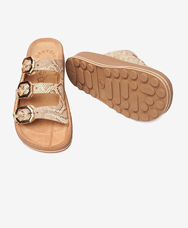 Kadın Pembe Hakiki Deri Terlik - 6