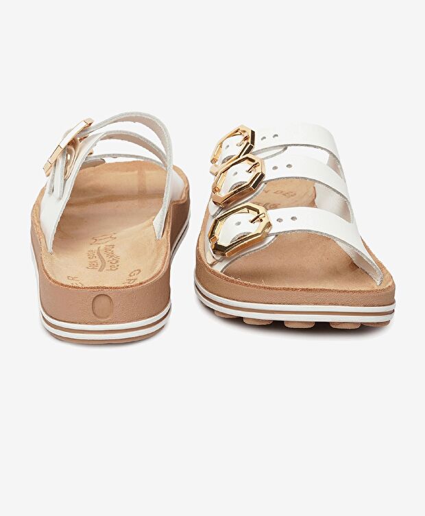 Kadın Beyaz Hakiki Deri Terlik - 7