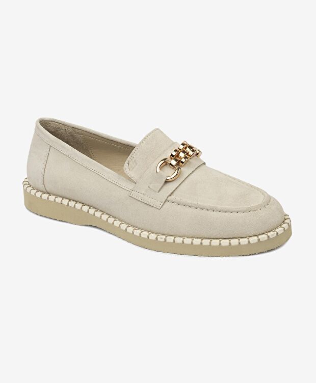 Kadın Bej Hakiki Deri Loafer Ayakkabı - 2