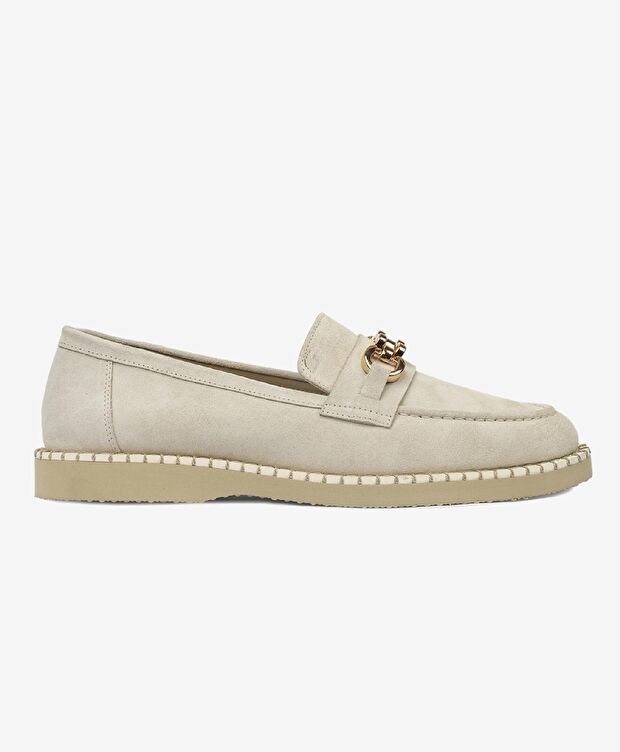 Kadın Bej Hakiki Deri Loafer Ayakkabı - 1