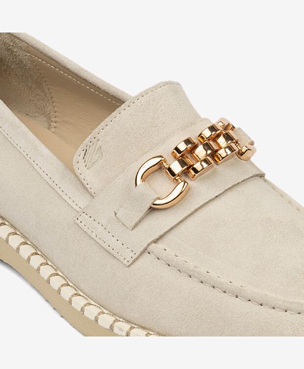 Kadın Bej Hakiki Deri Loafer Ayakkabı - 5