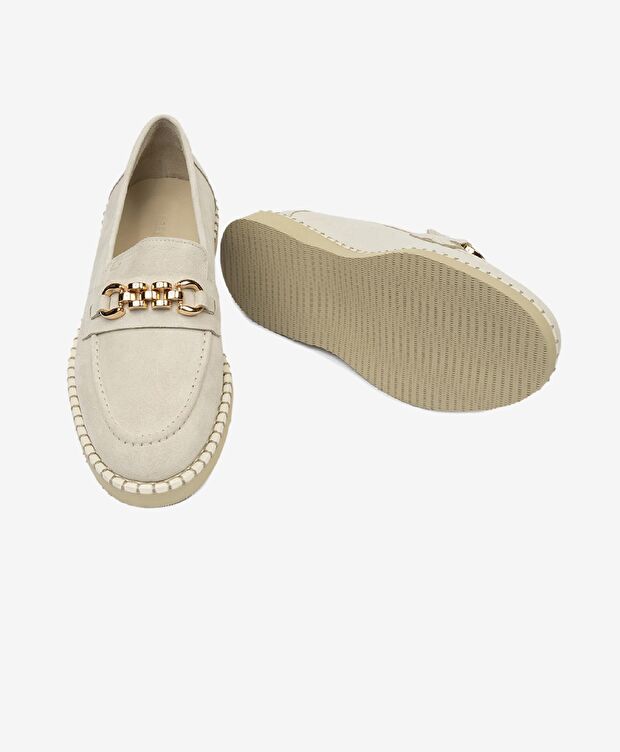 Kadın Bej Hakiki Deri Loafer Ayakkabı - 6