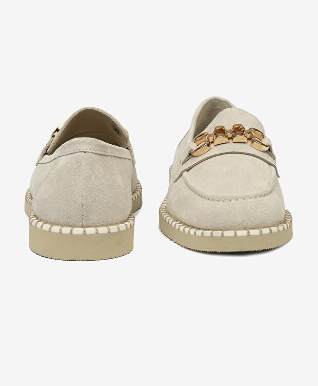 Kadın Bej Hakiki Deri Loafer Ayakkabı - 7