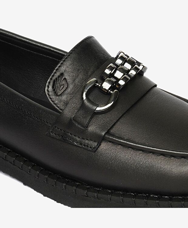 Kadın Siyah Hakiki Deri Loafer Ayakkabı - 5