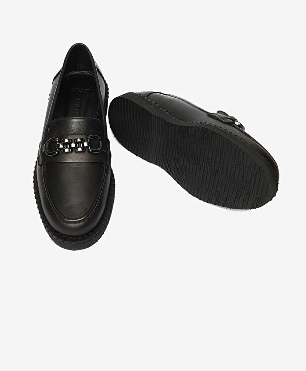 Kadın Siyah Hakiki Deri Loafer Ayakkabı - 6