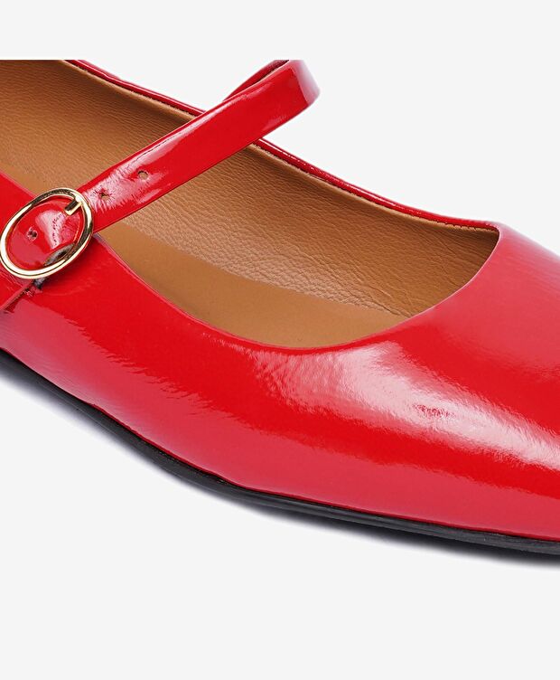 Kadın Kırmızı Rugan Hakiki Deri Babet - 5