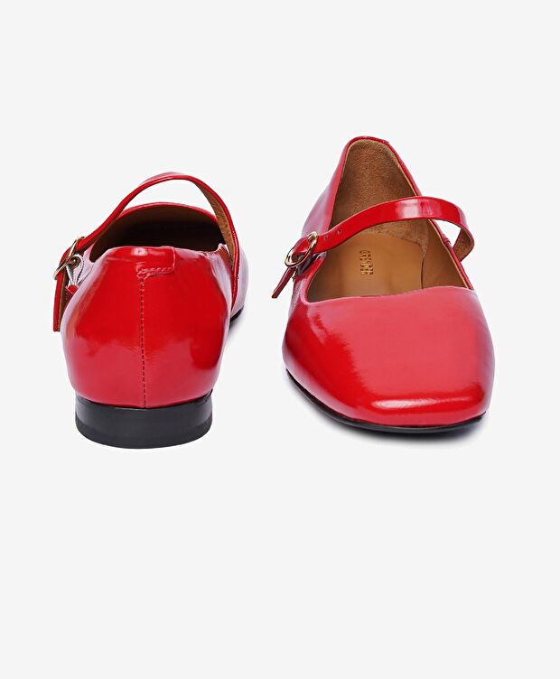 Kadın Kırmızı Rugan Hakiki Deri Babet - 7