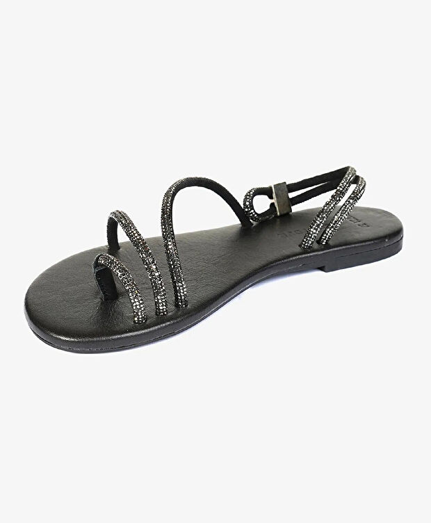 Kadın Platin Hakiki Deri Sandalet - 2