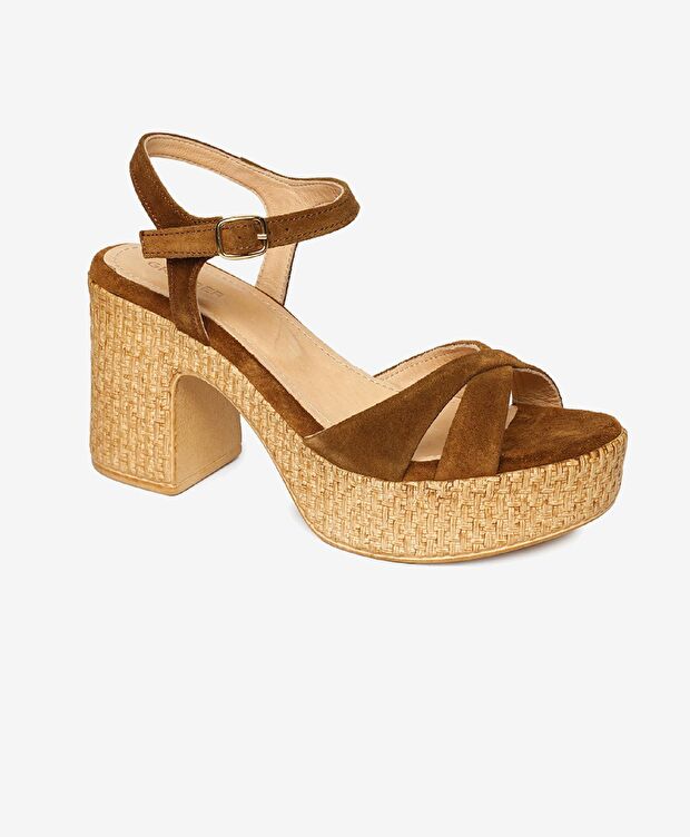 Kadın Sigaro Süet Hakiki Deri Topuklu Sandalet - 2