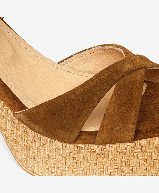 Kadın Sigaro Süet Hakiki Deri Topuklu Sandalet - 5