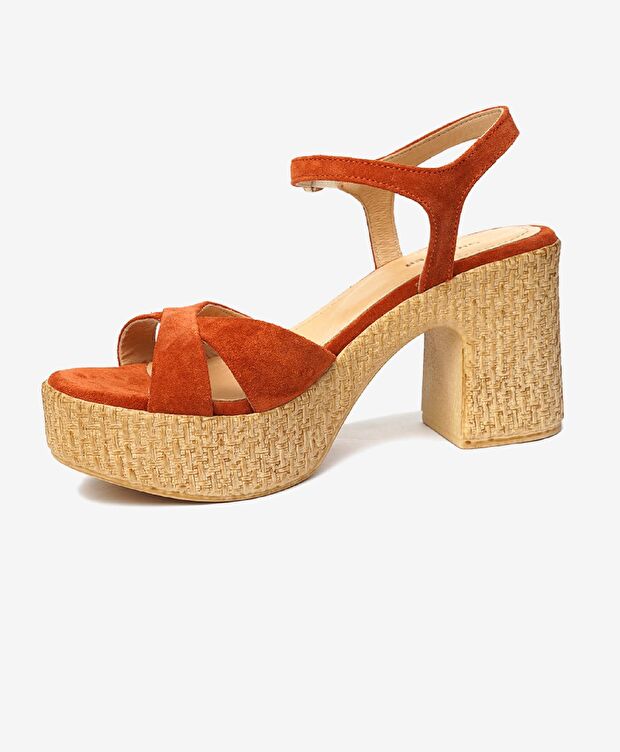 Kadın Turuncu Hakiki Deri Sandalet - 3