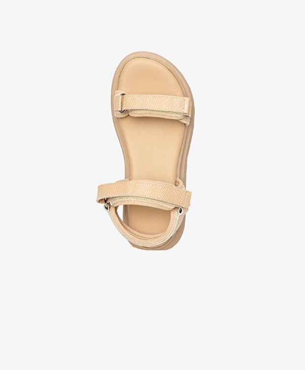 Kadın Krem Hakiki Deri Sandalet - 4