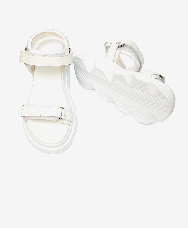 Kadın Beyaz Hakiki Deri Comfort Sandalet - 6
