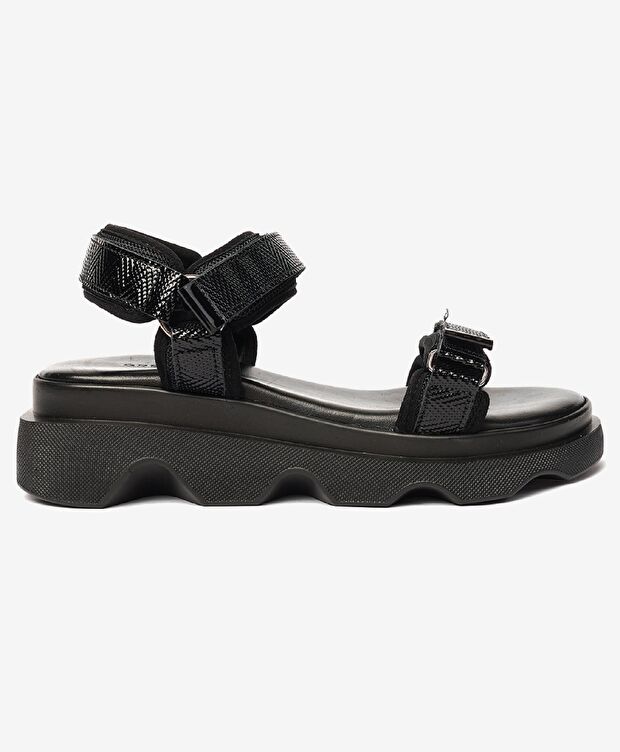 Kadın Siyah Hakiki Deri Sandalet - 1