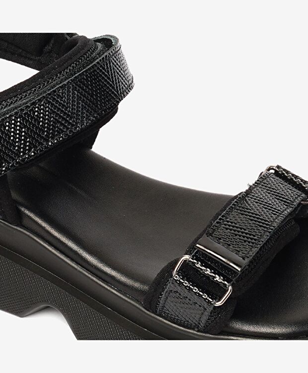 Kadın Siyah Hakiki Deri Sandalet - 5