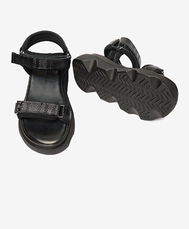 Kadın Siyah Hakiki Deri Sandalet - 6