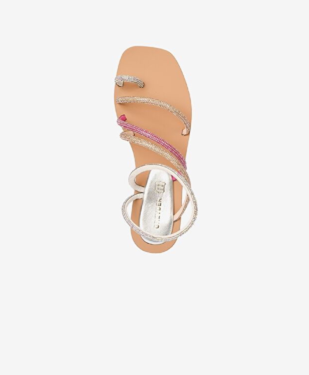 Kadın Pembe Hakiki Deri Taşlı Sandalet - 6