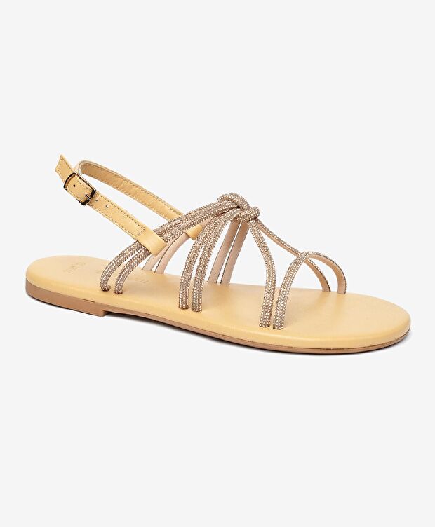 Kadın Pembe Taşlı Hakiki Deri Sandalet - 2