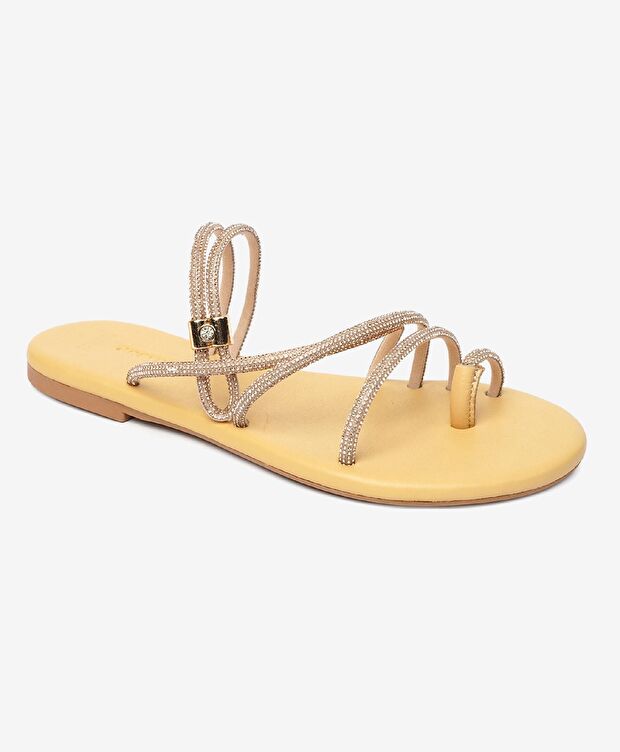 Kadın Pembe Taşlı Hakiki Deri Sandalet - 2