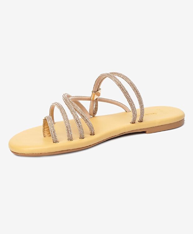 Kadın Pembe Taşlı Hakiki Deri Sandalet - 3