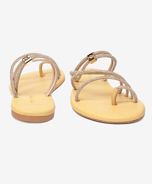 Kadın Pembe Taşlı Hakiki Deri Sandalet - 7