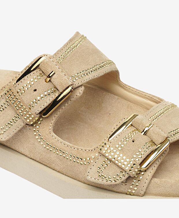 Kadın Bej Hakiki Deri Terlik - 5