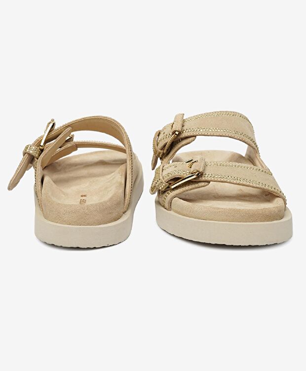 Kadın Bej Hakiki Deri Terlik - 7