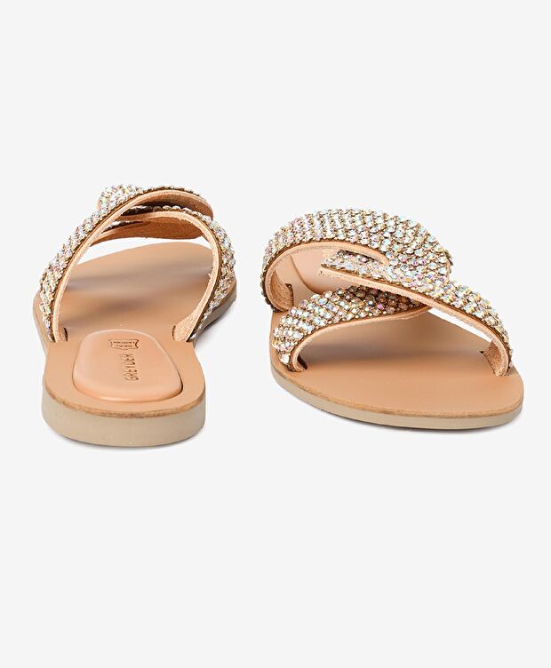 Kadın Pembe Hakiki Deri Taşlı Terlik - 7