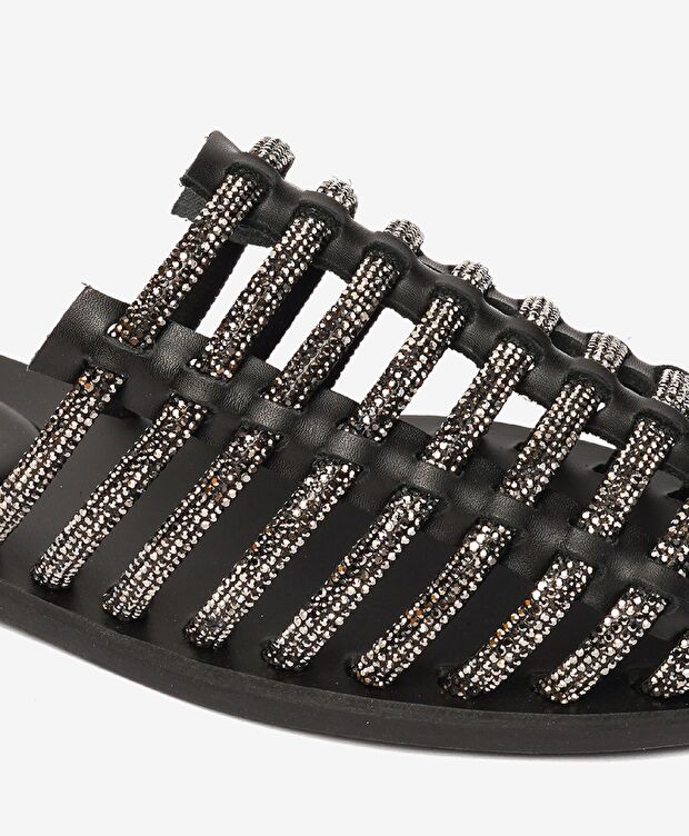 Kadın Siyah Taşlı Terlik - 5